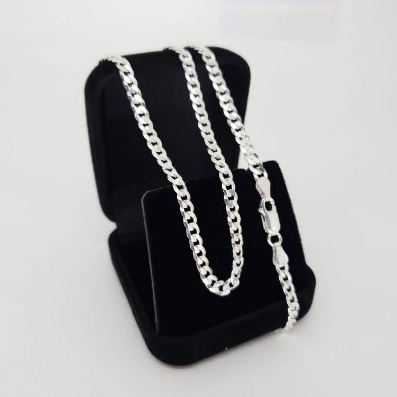 Corrente cordão Grumet escama 60cm 4mm prata 925 legítima