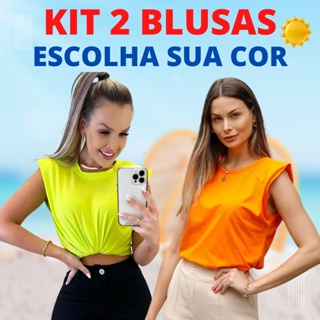 Kit 2 Tshirt Muscle Tee Blusa Ombreira Moda Blogueira