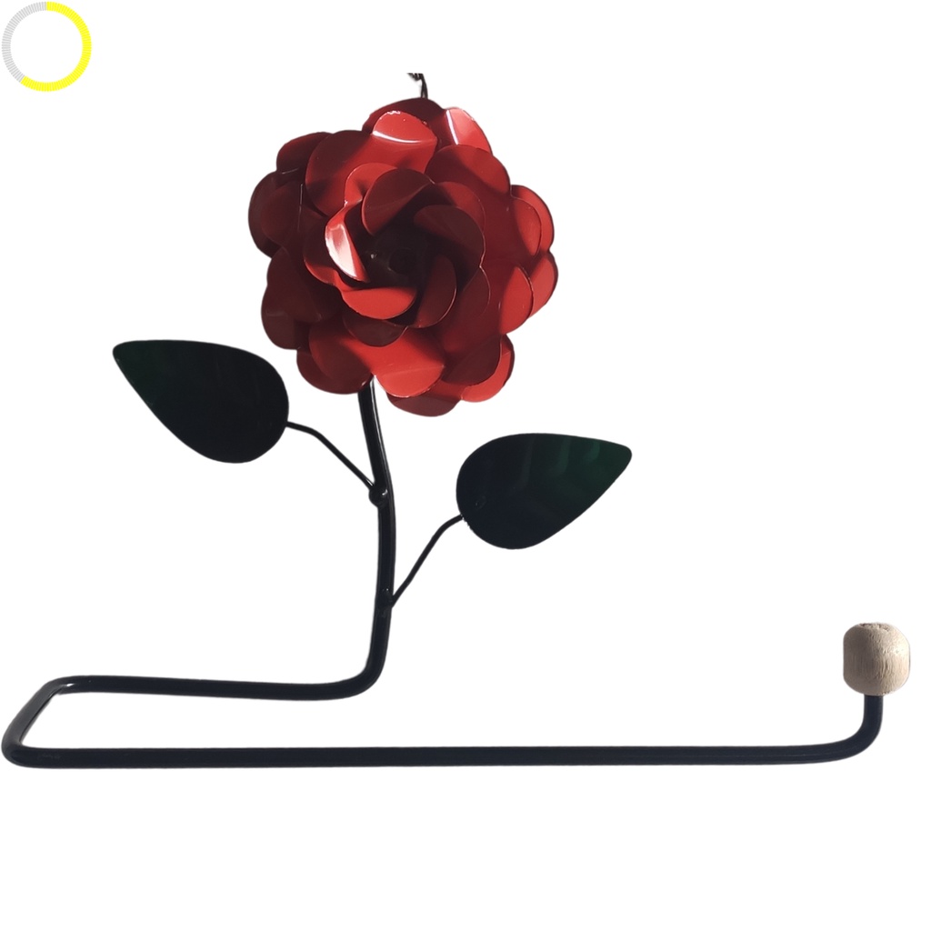 Porta papel toalha em ferro com rosa / Porta rolo / Porta toalha ...