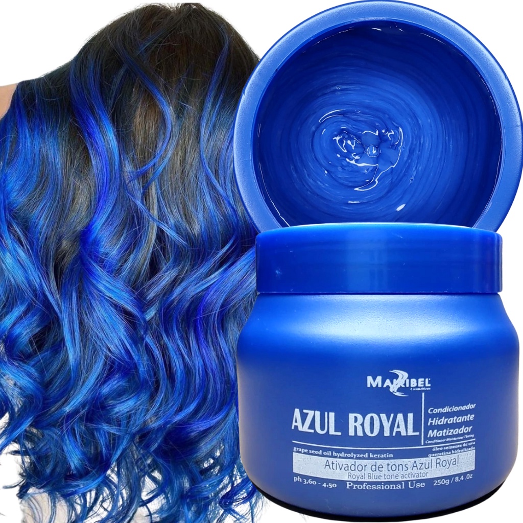 Máscara Hidratante Matizadora Para Cabelo Azul Royal 250g Mairibel ...