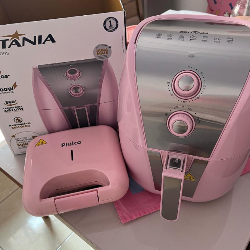 Fritadeira Air Fry Rosa Antiaderente 5L 1500W