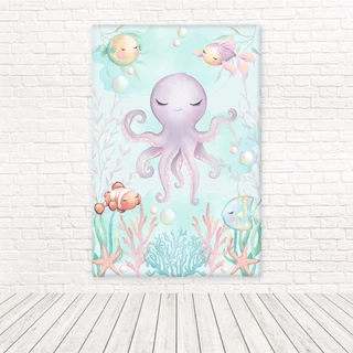 Painel Retangular Tecido Sublimado 3D Fundo do Mar 1,50x2,20 WRT-5704