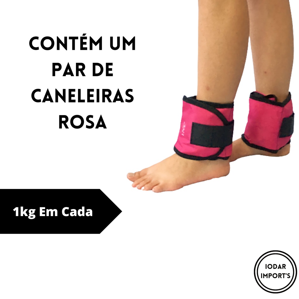 Caneleira 1 Kg Rosa Par Tornozeleira Rosa Com Peso Treino Exercício Crossfit Fitness Exercícios Musculação Contém o Par