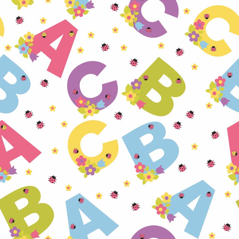 Papel de parede Autoadesivo Infantil ABC colorido