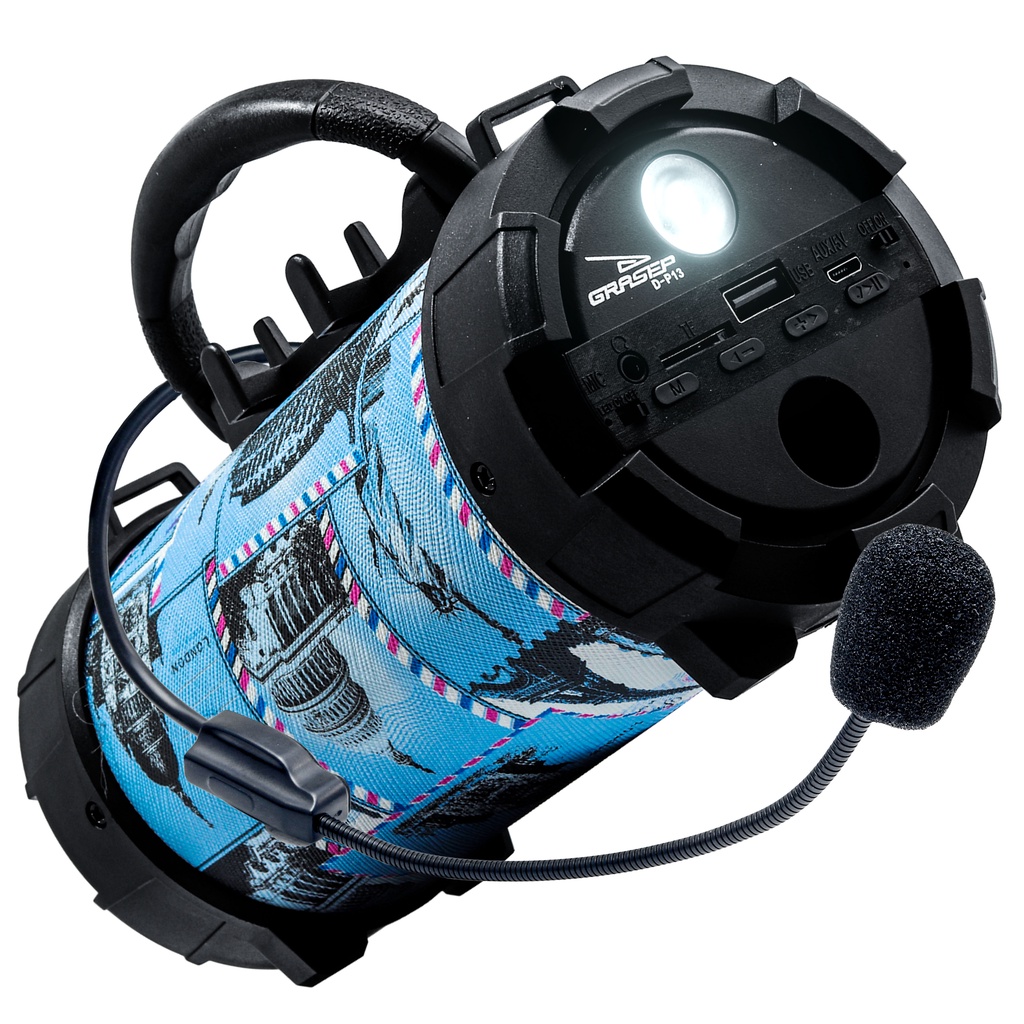 Caixa de Som Bluetooth Portátil Amplificada Grasep Canhão