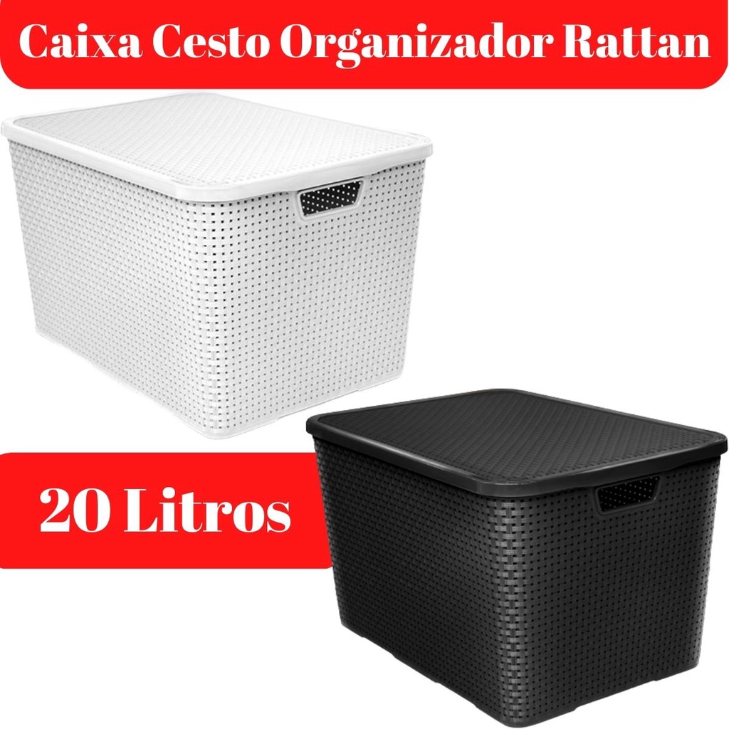 Caixa Cesto Organizador Rattan Com Tampa L Arqplast Shopee Brasil