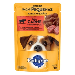 Ração Úmida Sache Pedigree Raças Pequenas Adulto Carne 100g em Oferta na Shopee