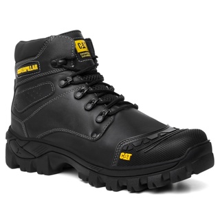 Coturno Bota Caterpillar PVC Cano Curto Preto Palmilha Anatômica Gel Preto