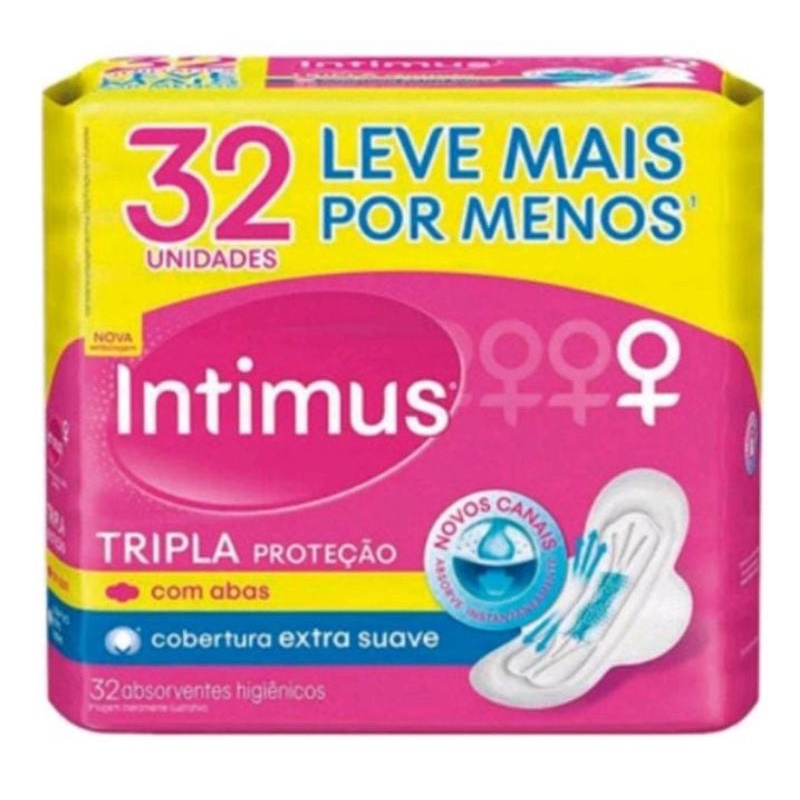 Absorvente Intimus Cobertura Seca ou Extra Suave com Abas 32 Unidades ...
