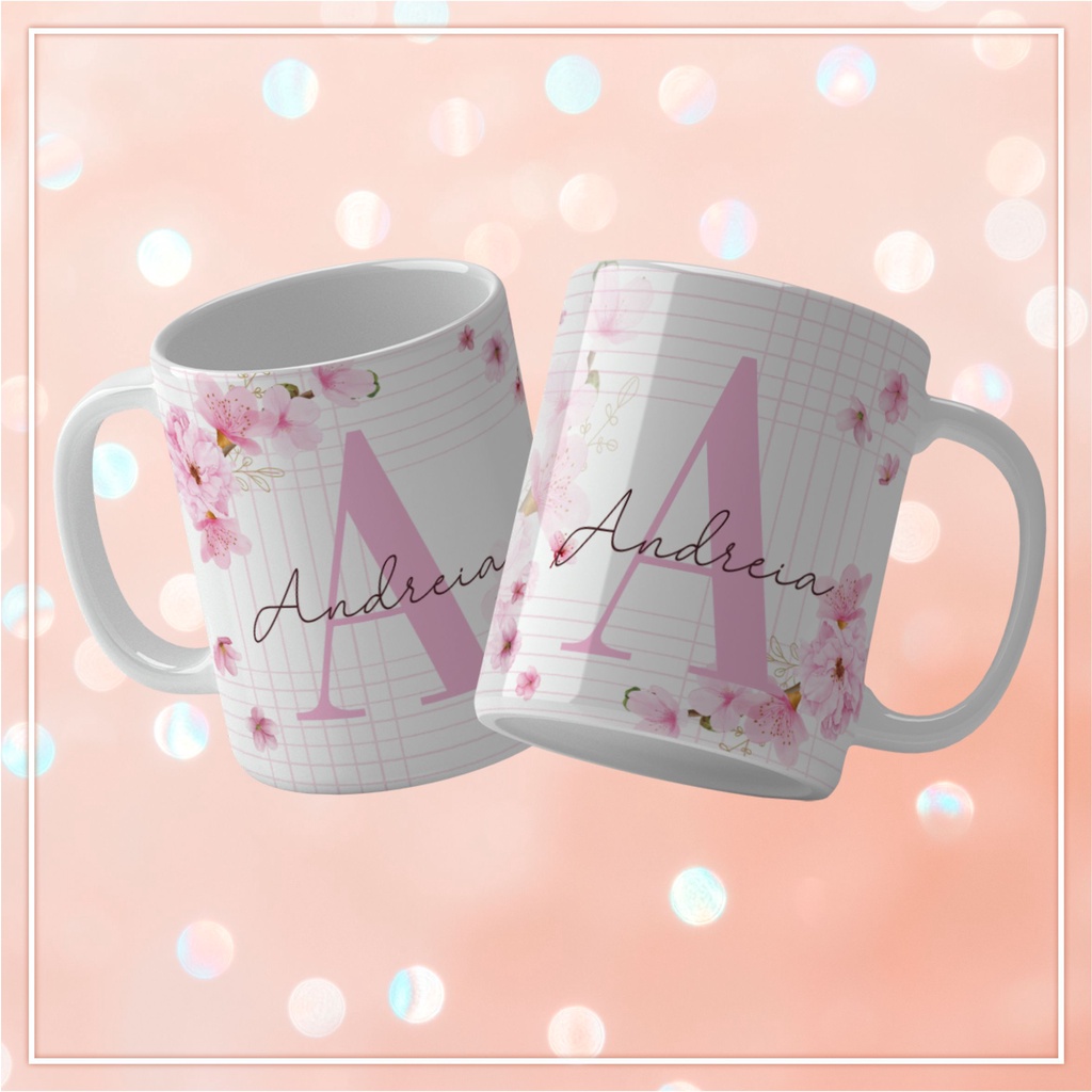 CANECAS PERSONALIZADAS ALFABETO FLORAL!!! | Shopee Brasil