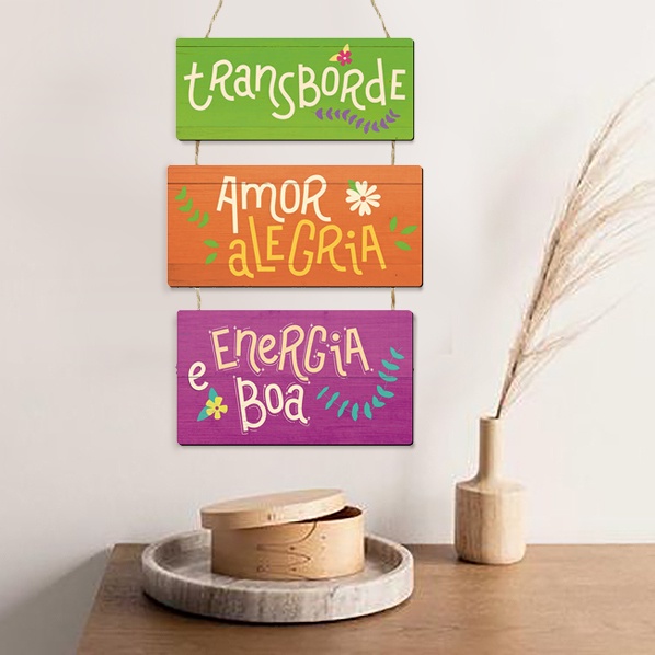 Decoração de parede Placa Móbile Frases Positivas Transborde amor ...