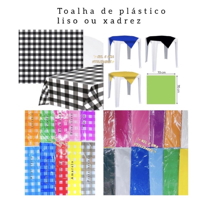 Kit 10 Toalha De Mesa Lisa Plástica 70x70cm Cobre Manchas Descartável Xadrez Quadriculado para Festa infantil Aniversário Tema. envio imediato