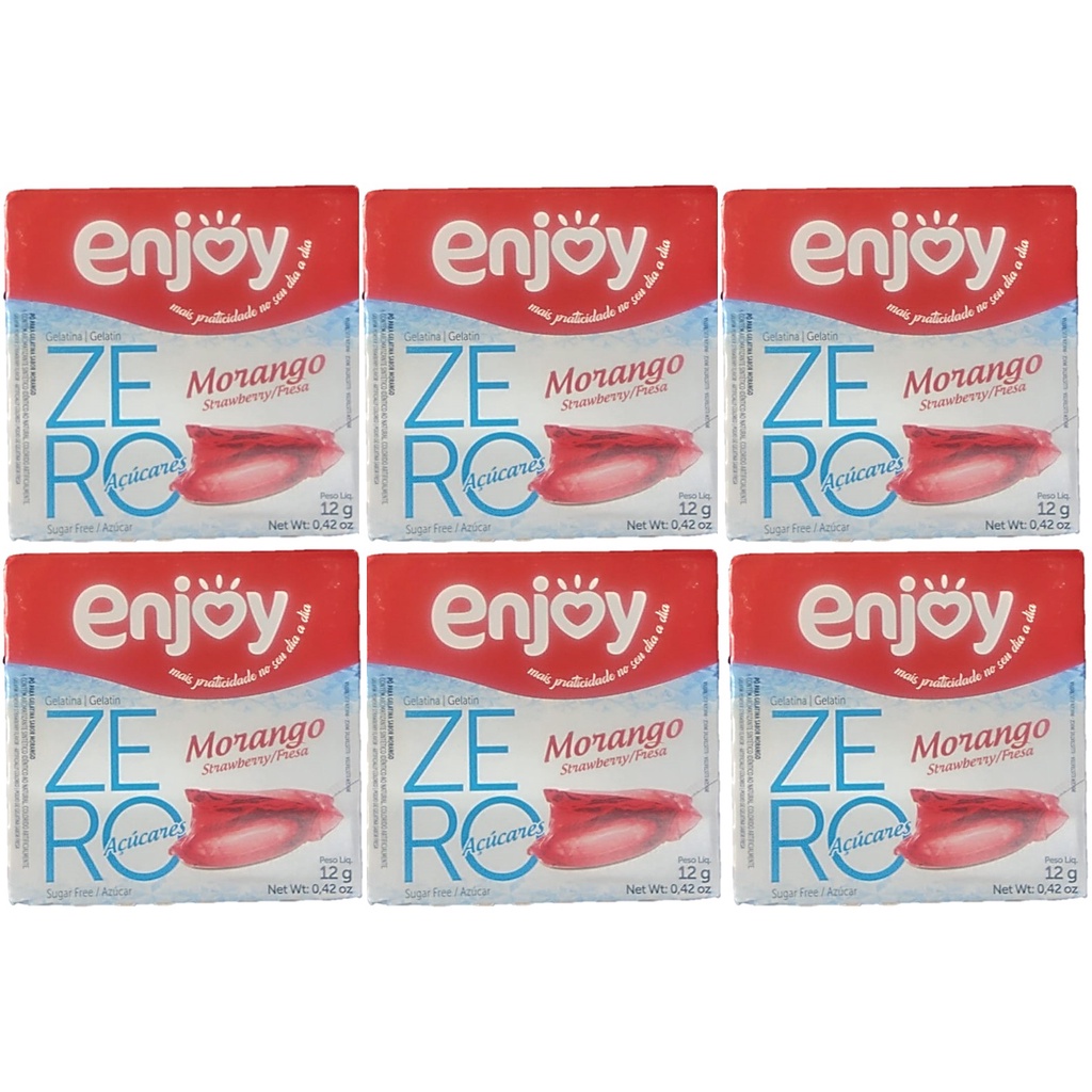 Gelatina Enjoy Zero Açúcares Sabor Morango Kit 6 unidades de 12g = 72g ...