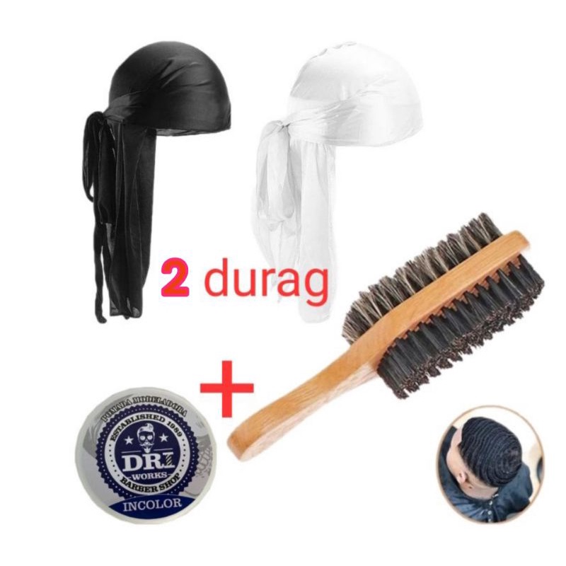 kit waves 2 dureg durag, escova javali 360 e pomada