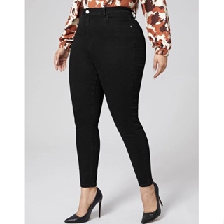 Calça Preta levanta Bumbum Jeans Plus Size Feminina Com Lycra Elastano Cintura Alta Tamanho Grande