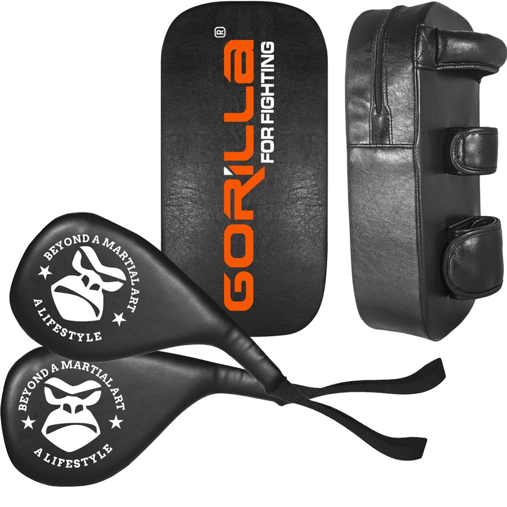 Kit Treino De Impacto Profissional Gorilla - Aparador De Chute Leve - Almofada Alvo De Pé Thai Pad Reforçado + Raquete De Chute Raquete P/ Chute Taekwondo Muay Thai Karate Kung Fu Artes Marciais - Equipamento Para Luta Qualidade Garantia Gorila Original