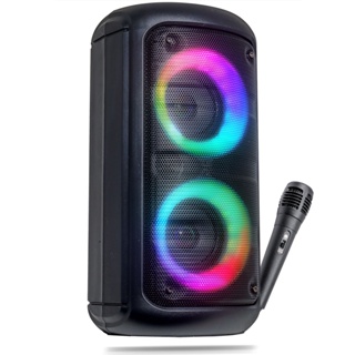 Caixa de Som Bluetooth LED RGB PartyBox Wireless Subwoofer Karaokê Com Microfone