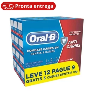 Creme Dental Oral B 1 2 3 Anticáries (Pacote com 12 Unid) 70g