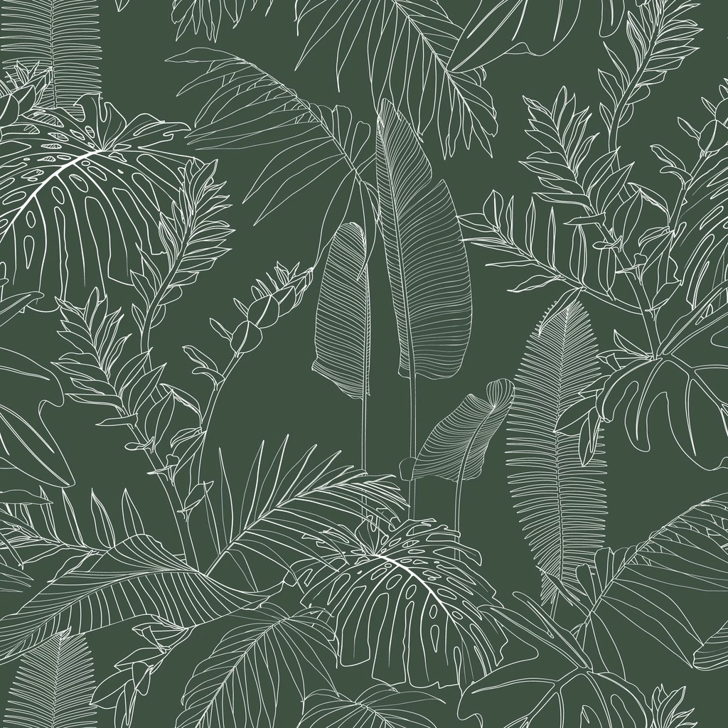 Papel de parede folhagem minimalista