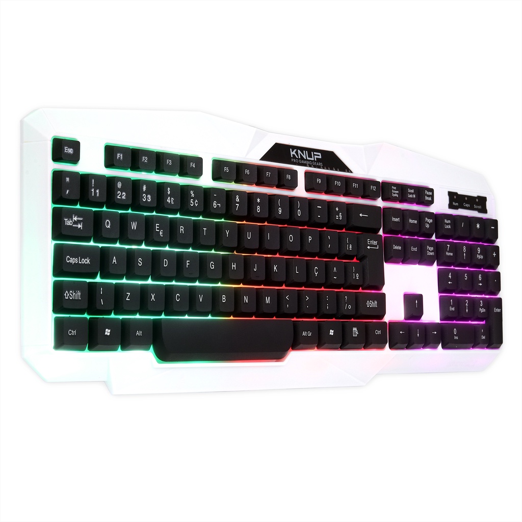 Teclado Gamer Retro Iluminado RGB Teclas Macias Scroll Lock USB Jogos Computador Note