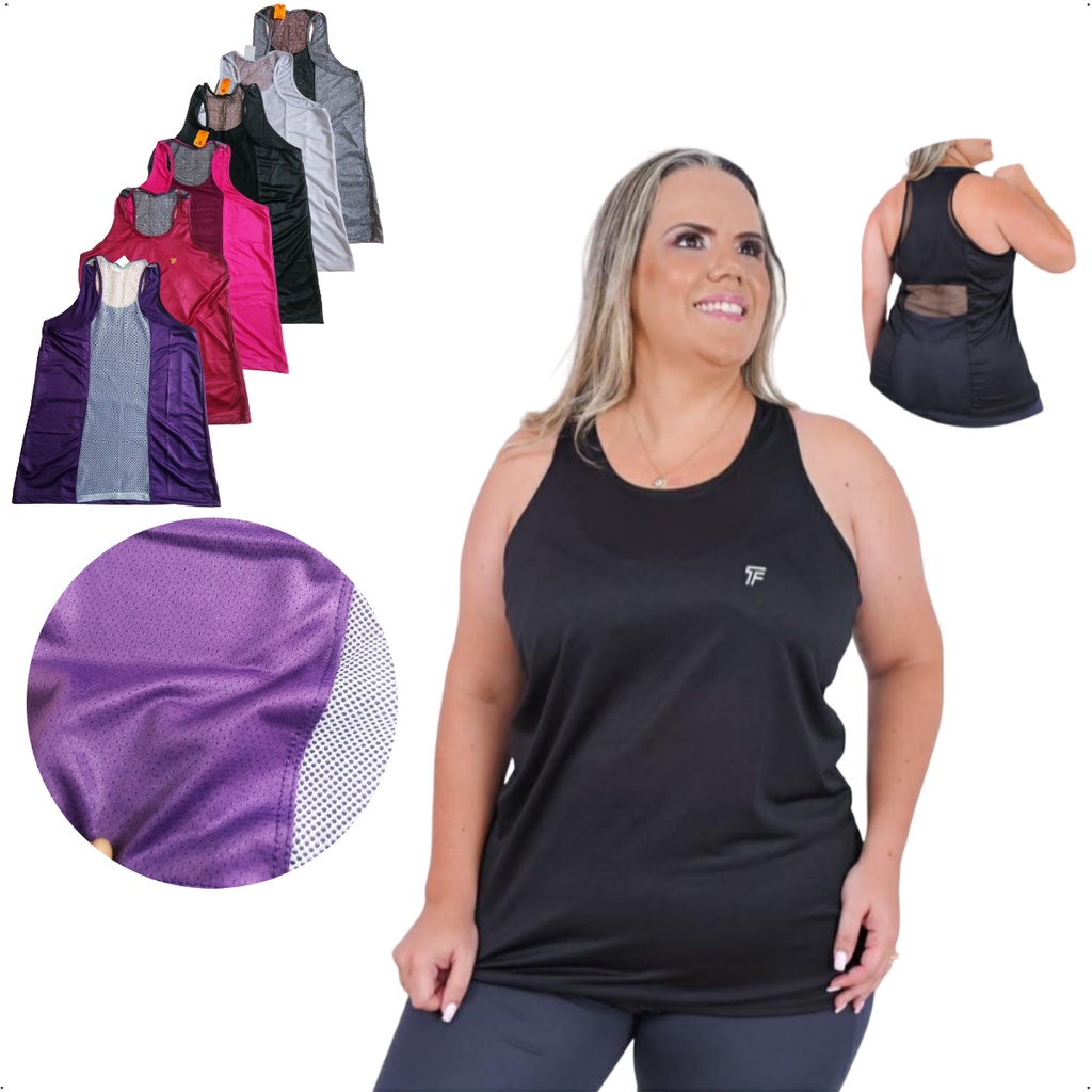 Regata Feminina Plus Size Blusa Academia Dry Fitness Malha Fria - 041