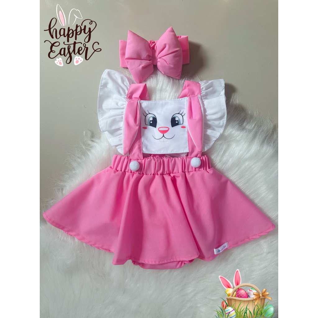 Conjunto Pascoa Coelhinha Mesversario Roupa De Bebe Menina - Mimos da Babih