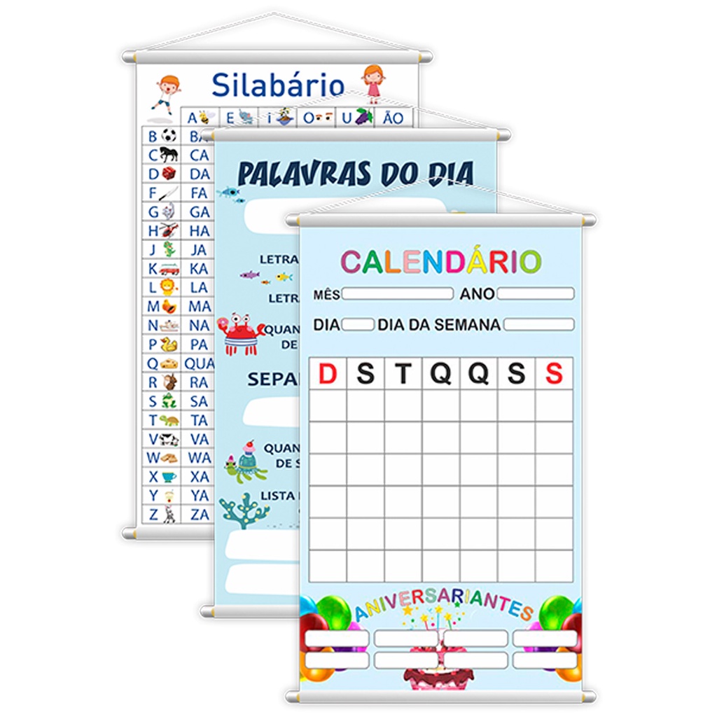 Banner Calendário Interativo Dia, Mês e Ano Pedagógico Escolar - Loja  PlimShop