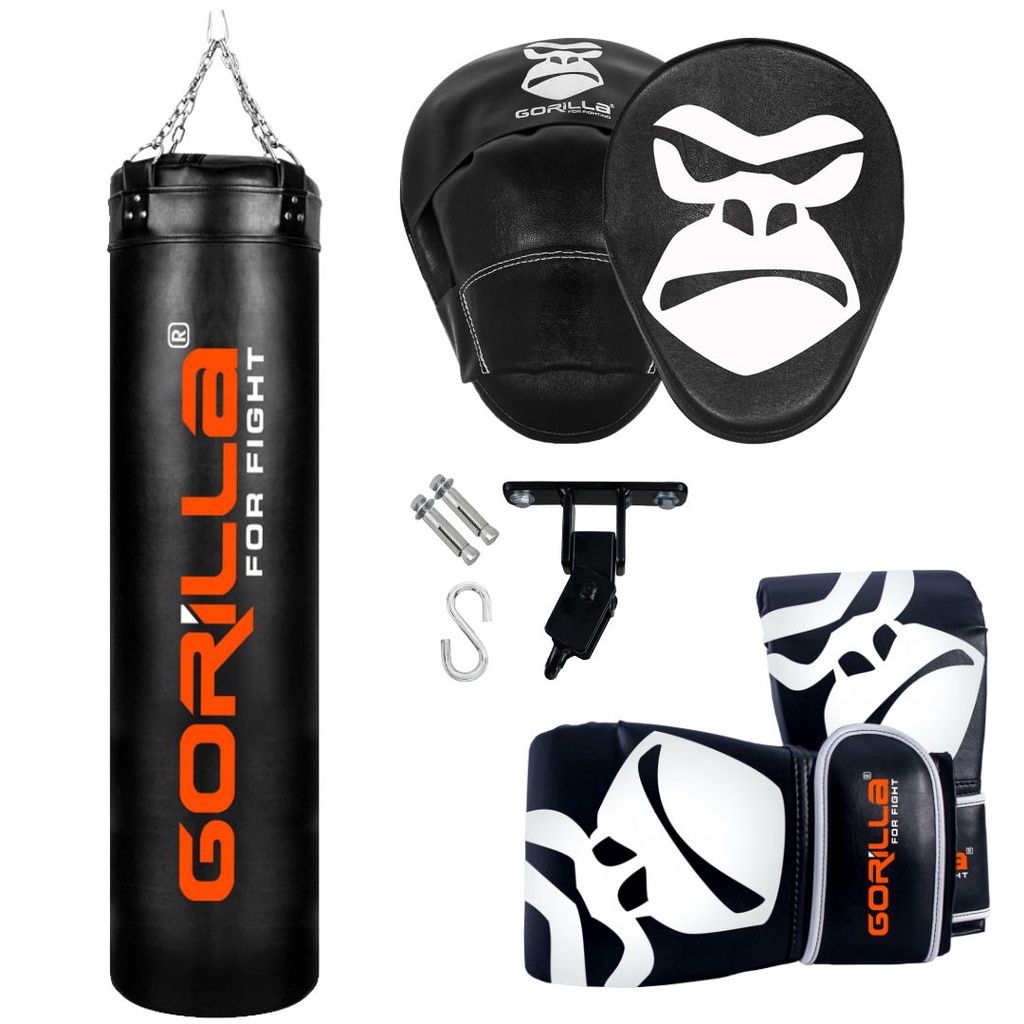 Saco De Pancada 160x100 Profissional Boxe Box Grande Gorilla Muay Thai Luta  MMA + Luva Bate Saco PRO Preta Azul Vermelha + Almofada Reforçada Manopla  De Foco Soco Rápida Bater + Suporte