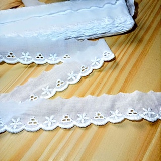 Bordado Ingles Branco Lese Embroidered Scalloped Cotton Eyelet