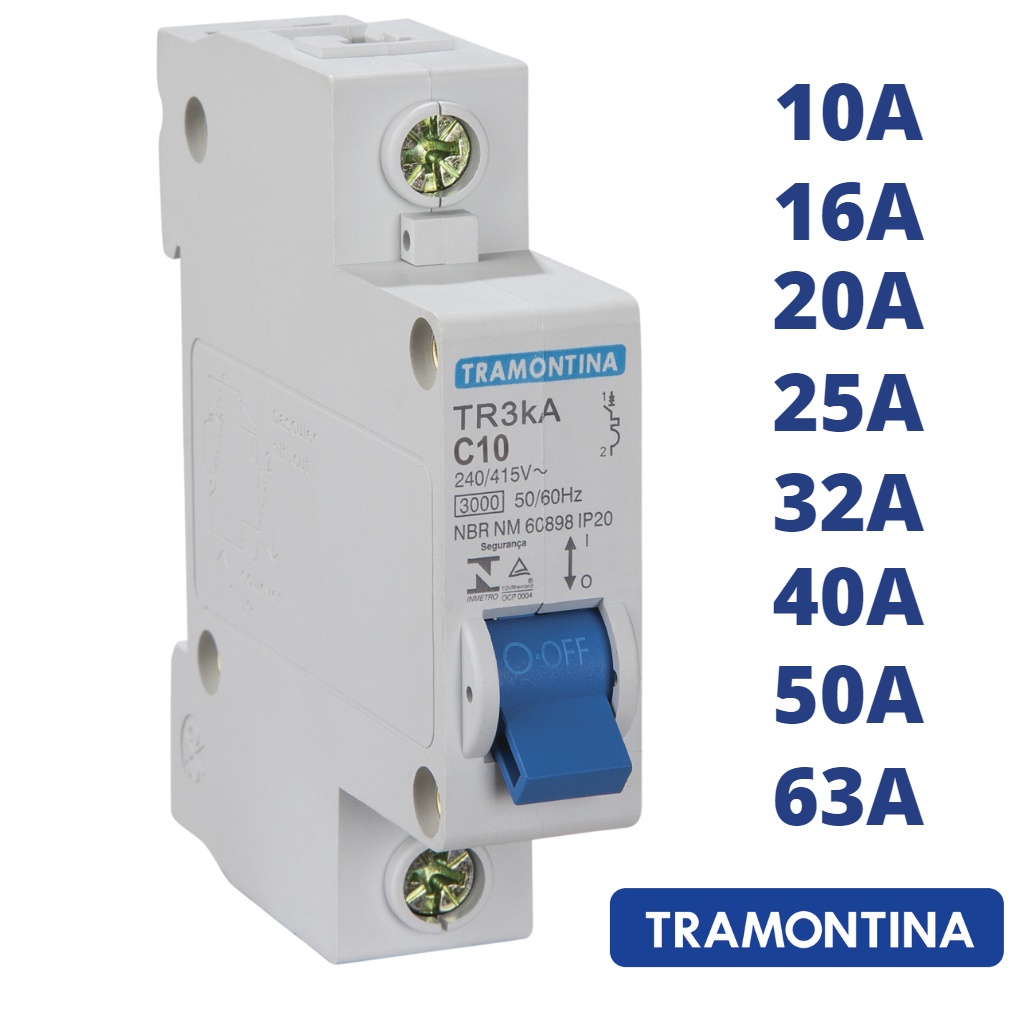 Disjuntor Tramontina Unipolar Monopolar 10A a 63A Curva C