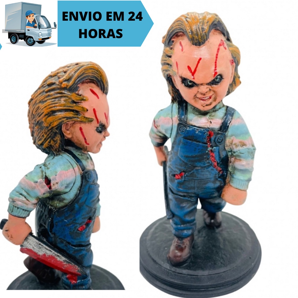 Boneco Chucky - Colecionaveis - Miniatura - Brinquedo Assassino - Action Figure - Resina - Estatueta - Estátua