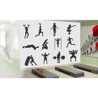 Adesivo Decorativo Parede Academia Decoração Silhueta Crossfit Fitness Musculação