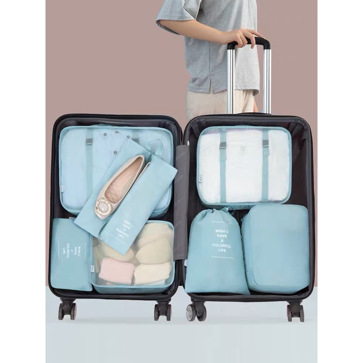 Kit 7 Pecas Bolsa Organizadoras Para Mala Roupas Bagagem Viagem
