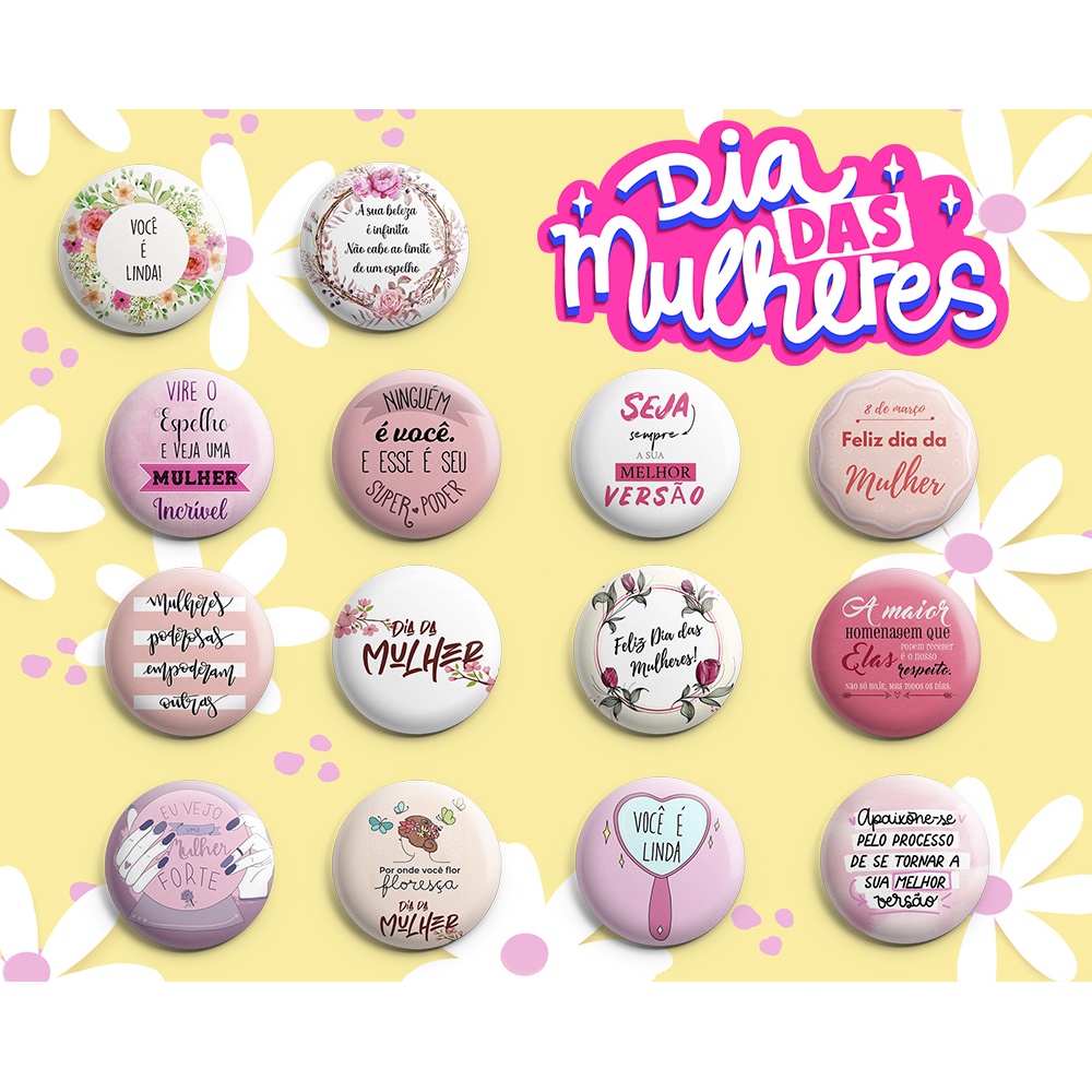 Dia da Mulher Espelho de Bolso & Chaveiro - Botum / Boton / Botton