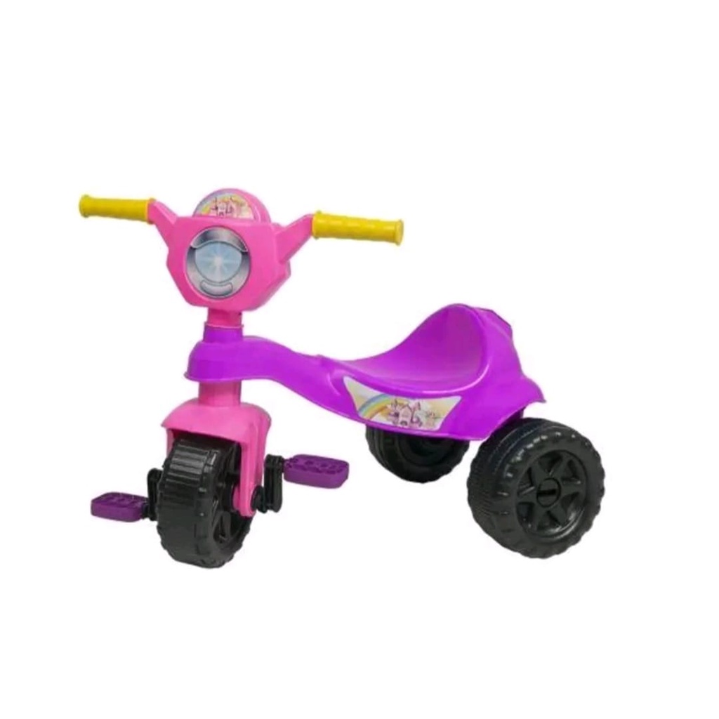 Triciclo Motoca Kemotoca Kendy - Suporta 25kg - C/ Empurrador, Apoio para  os Pés, Protetor Lateral e Par