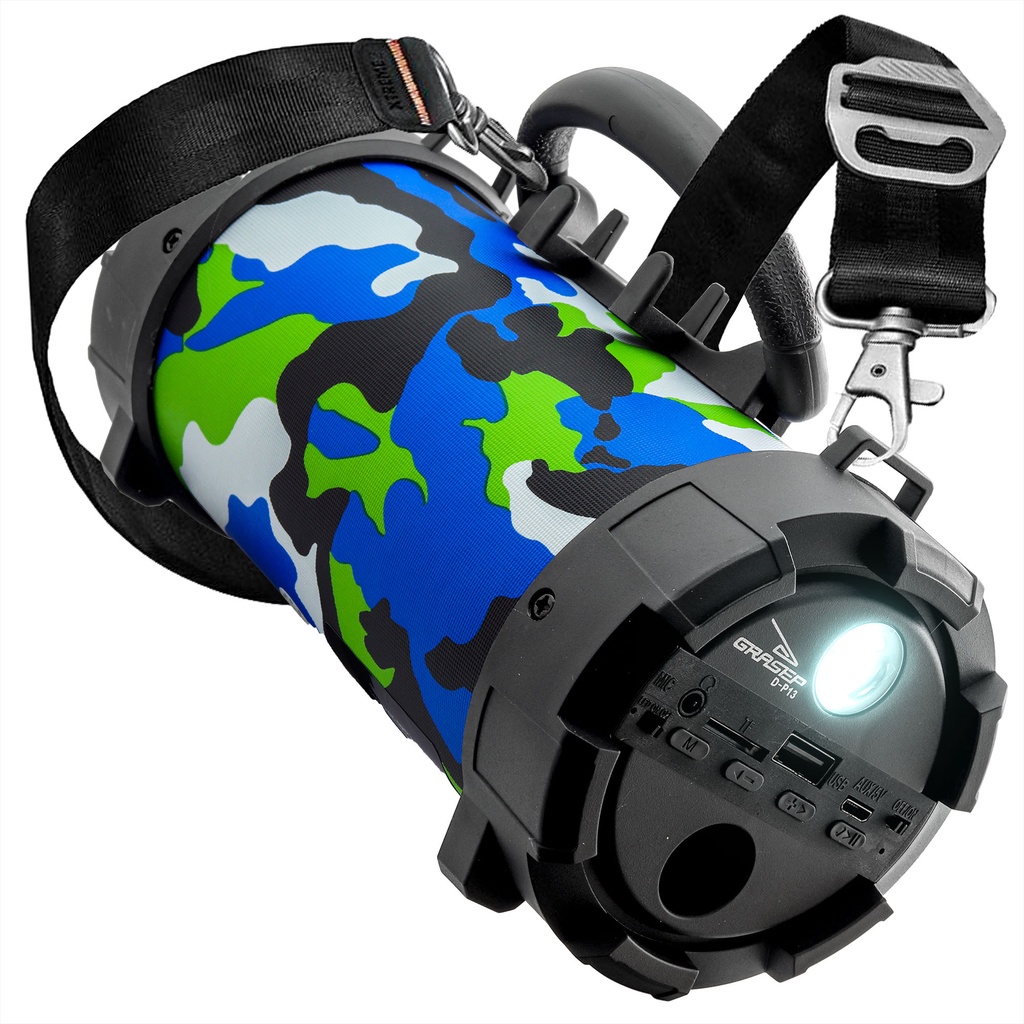 Caixa de Som Bluetooth Portátil Amplificada Canhão Mp3 Usb P2 Pendrive Grasep D-p13