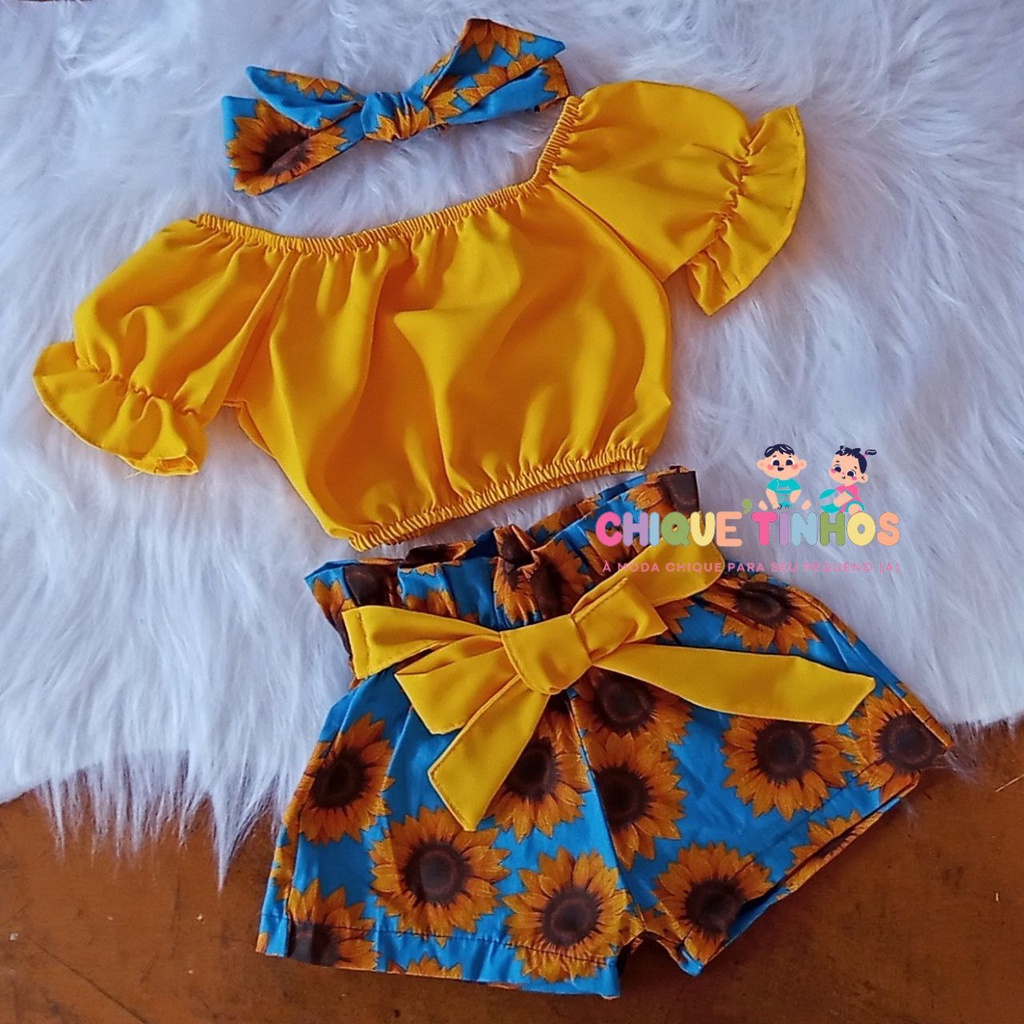 Conjunto infantil menina blogueirinha short e cropped ciganinha kit 3 peças ou 2 peças roupa infantil menina