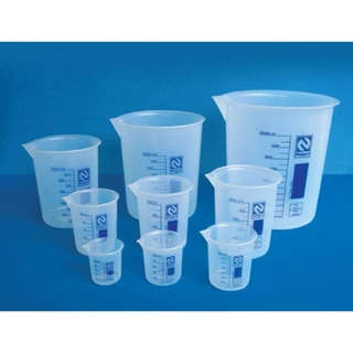 Copo Becker em Polipropileno PP, Graduado Silk Screen Azul, Resistente a Produtos Quimicos, 9 (nove) tamanhos