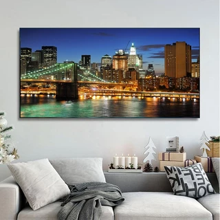 Quadro decorativo ponte de brooklyn cidade paisagem decoração para casa sala quarto