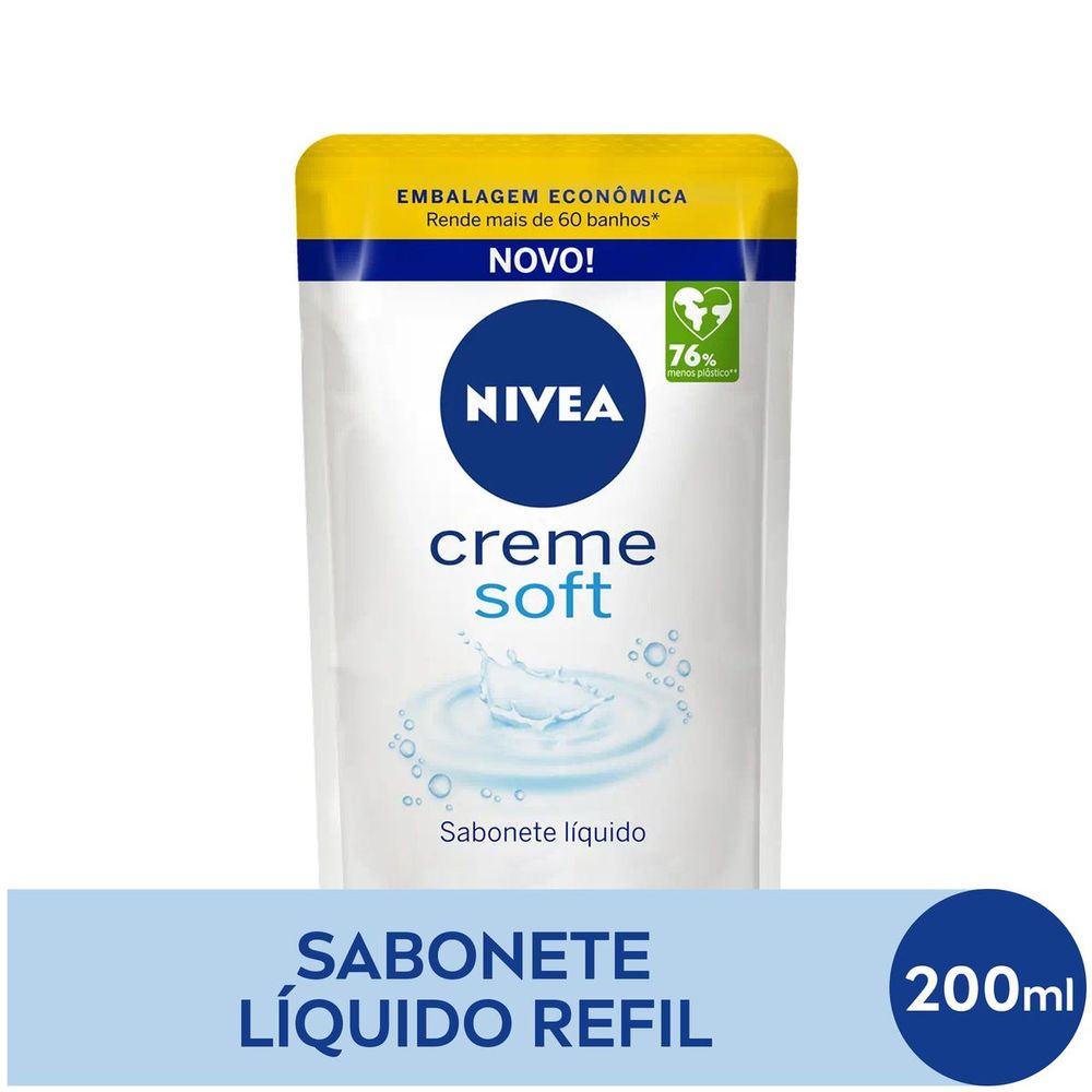 Sabonete Líquido NIVEA Creme Soft Sachê Refil 200ml