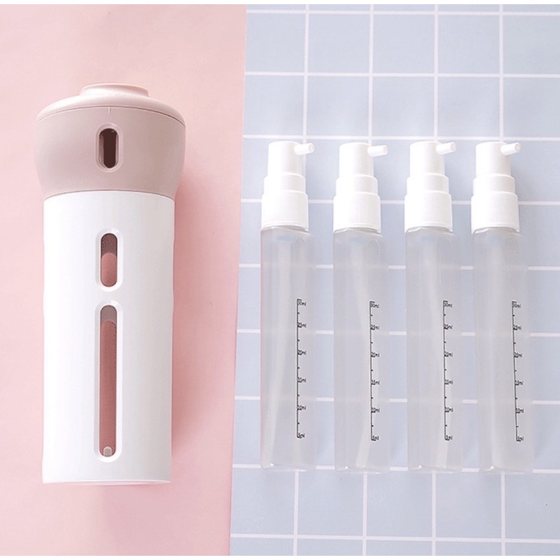 kit 4 Dispenser Portátil De Viagem Para Shampoo Condicmionador Creme