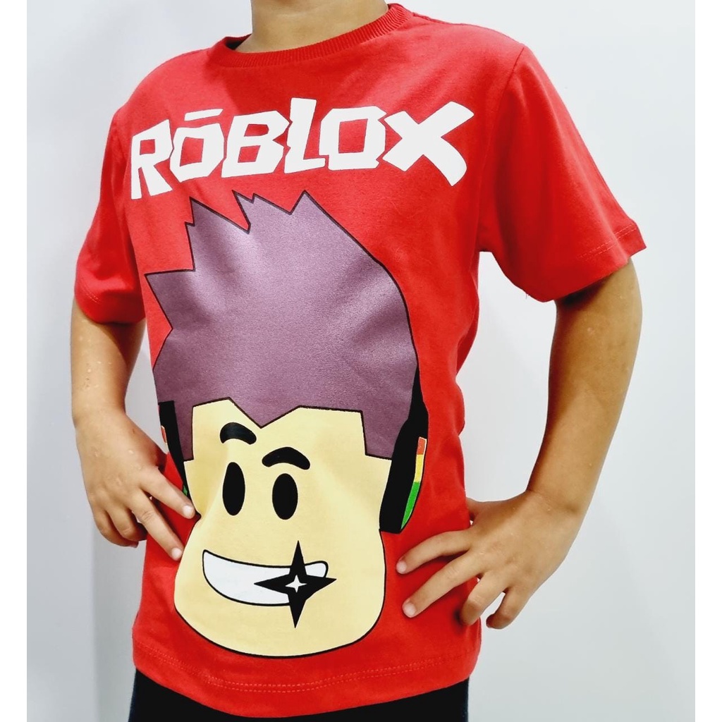 ROBLOX-Conjunto de t-shirt e shorts para meninos de mangas curtas