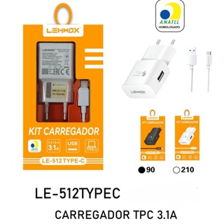 Kit Carregador De Celular Super Charging A Cabo Typec Lehmox Le