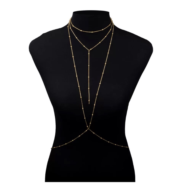 Body Chain Corrente de Corpo Maxi Colar Sexy Luxo Verão | Shopee Brasil