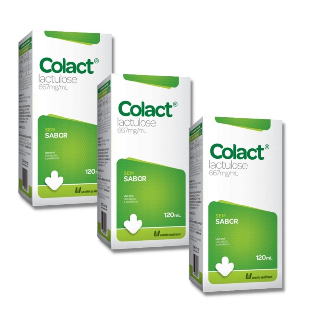 Kit 3 Regulador intestinal Colact Lactulose Liq 120ml Sem Sabor