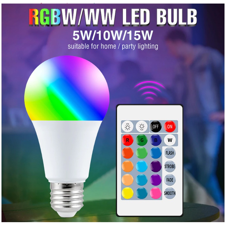 Lâmpada Bulbo Led Rgb Luz Colorida 16 Cores Bivolt Colorida Controle Remoto Shopee Brasil