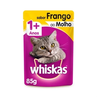Ração Úmida Whiskas Sachê Gatos Adultos Frango ao Molho 85g