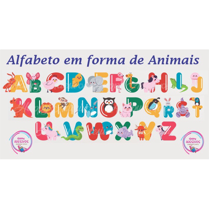 ABC Adesivos Alfabeto Adesivos, Desenho Animado Animal Fofo Fácil de colar  4 peças ABC adesivos de parede para berçário para