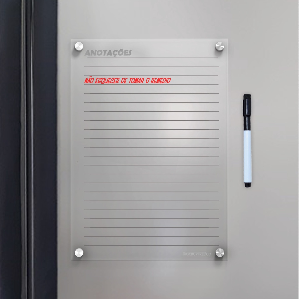 Lousa Quadro Magnético Acrílico Anotações Imã De Geladeira Com Caneta Apagador Acrílico transparente