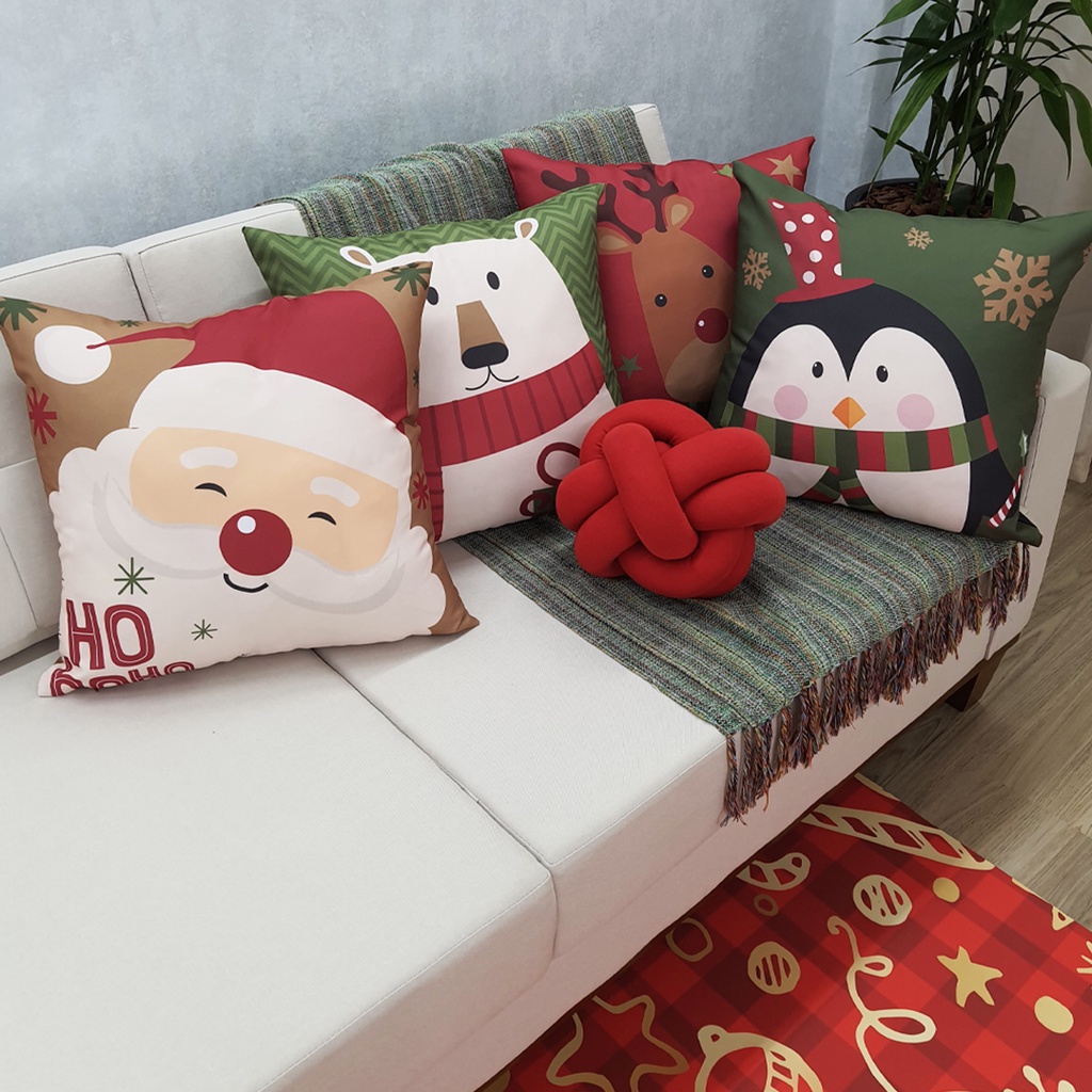 Impressão de capa de almofada de Papai Noel sem enchimento